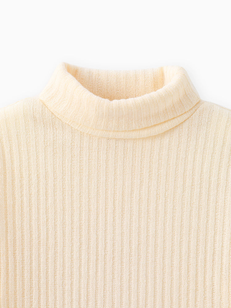 Toddler Boy/Girl Turtleneck Textured Tee Beige