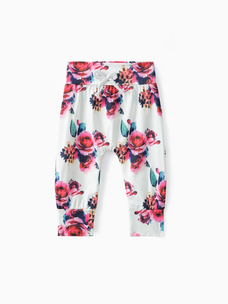 3pcs Baby Girl 95% Cotton Long-sleeve Hoodie and Floral Print Pants with Headband Set White