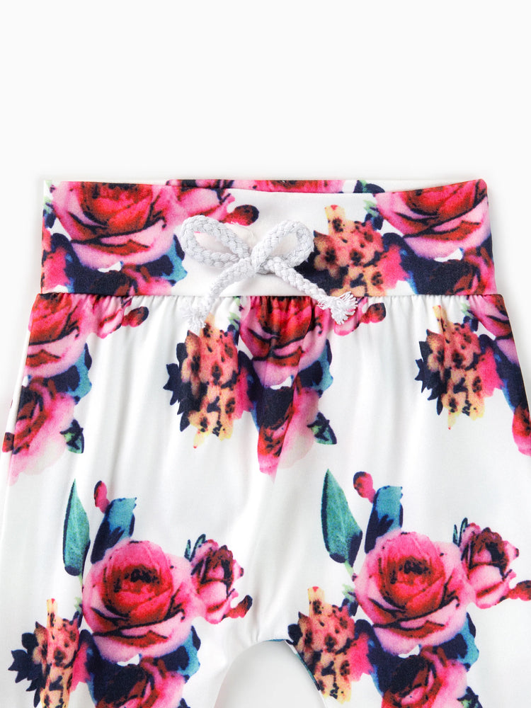 3pcs Baby Girl 95% Cotton Long-sleeve Hoodie and Floral Print Pants with Headband Set White