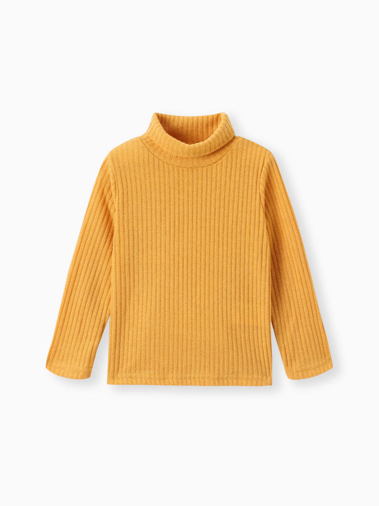 Camiseta texturizada de cuello alto para niño/niña, color jengibre