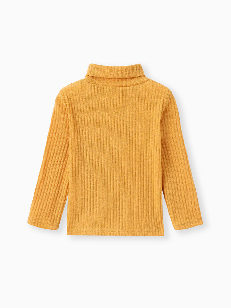 Camiseta texturizada de cuello alto para niño/niña, color jengibre