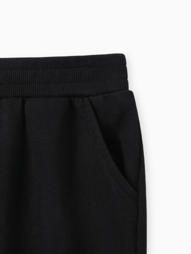Pantalon décontracté à poches solides pour bébé/enfant, noir