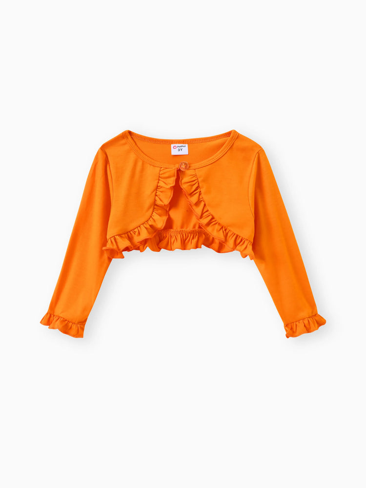 Ensemble 2 pièces pour petite fille, robe sans manches et cardigan à volants, imprimé citrouille, motif Halloween, orange