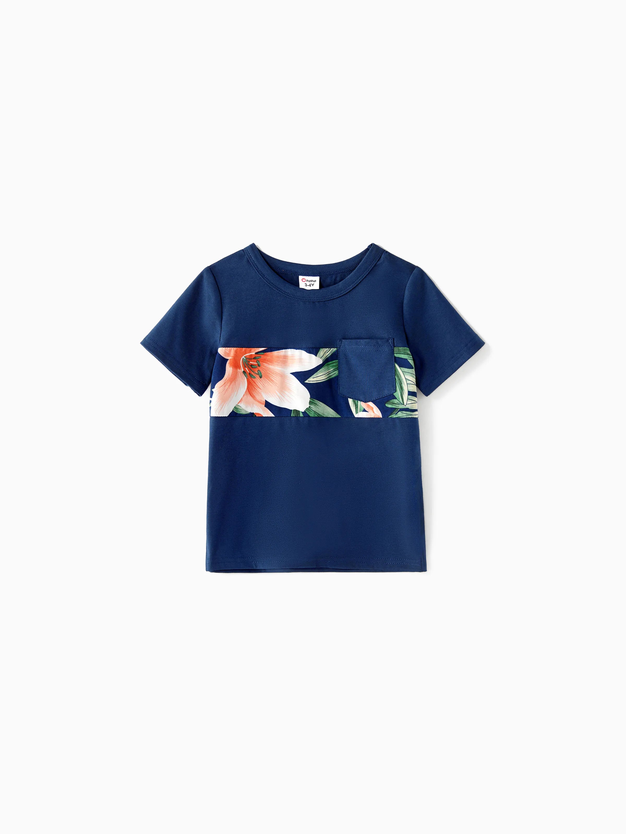 Strandoutfits für Kleinkind-Jungen: Floral Panel Kurzarm-T-Shirts