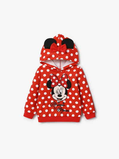 Disney Mickey and Friends Toddler/Kid Girl Minnie Polka Dots Print Hooded Sweatshirt Red
