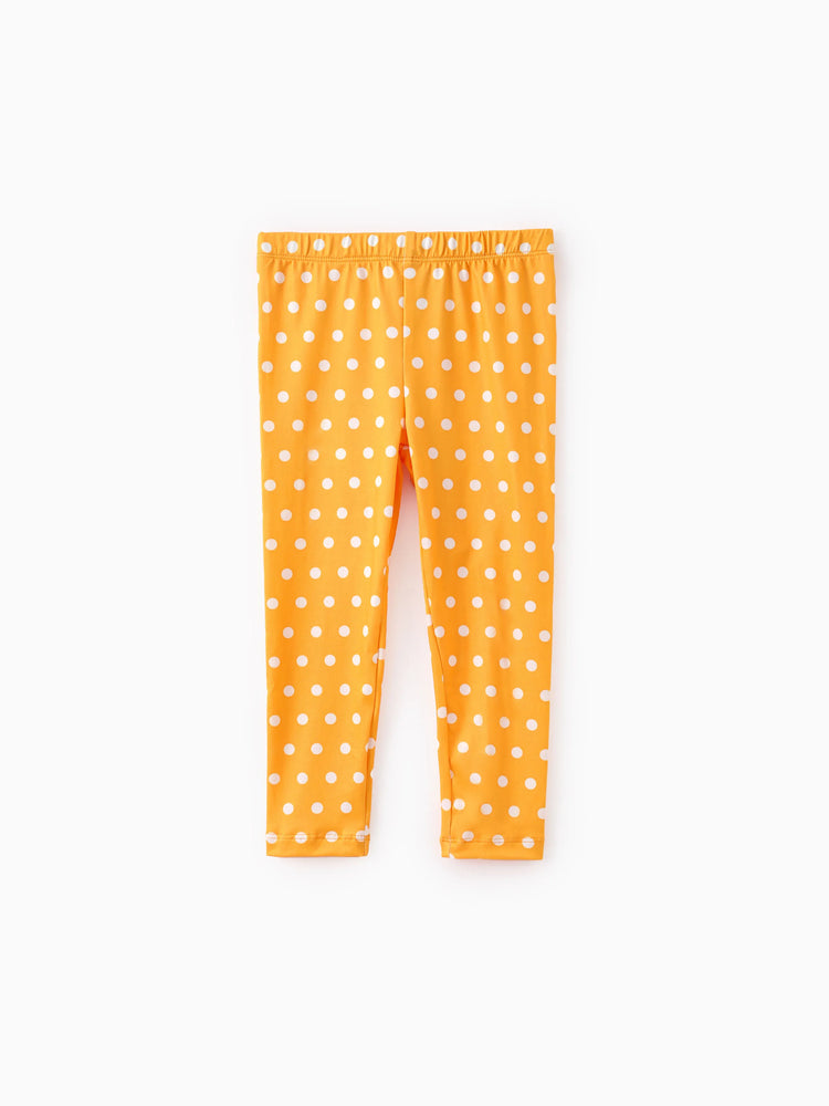 Ensemble t-shirt à manches longues et leggings à imprimé floral et pois pour petite fille Peppa Pig, couleur crème, 2 pièces