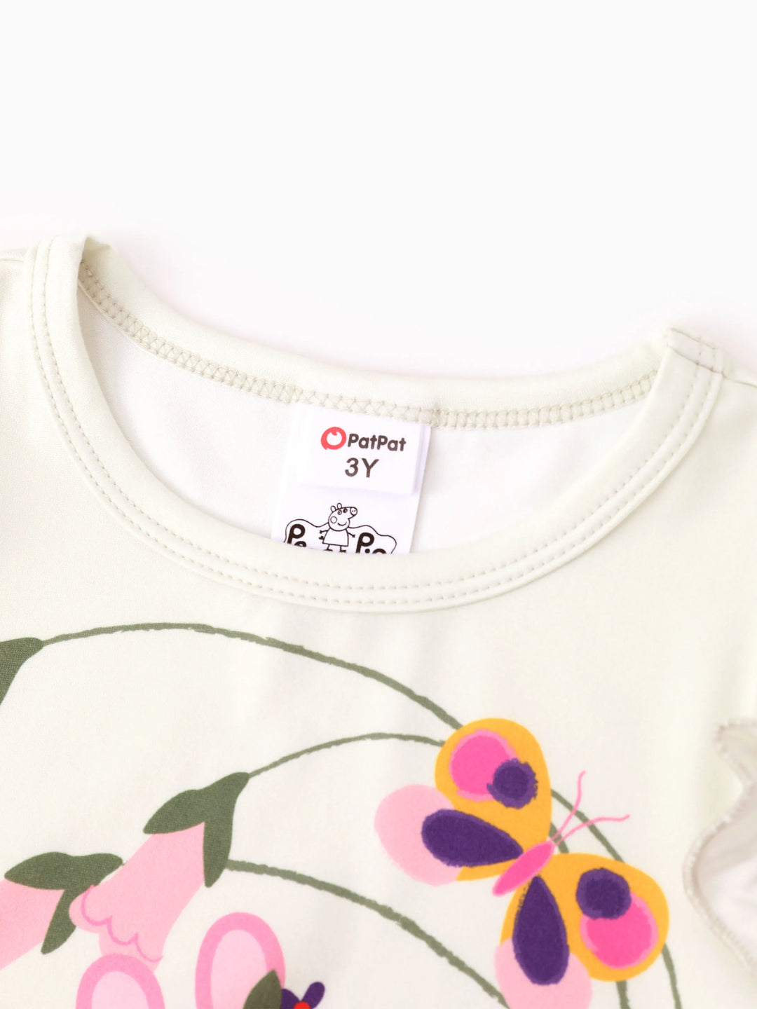 Conjunto de 2 piezas de camiseta de manga larga con estampado floral y lunares de Peppa Pig para niña pequeña, color crema