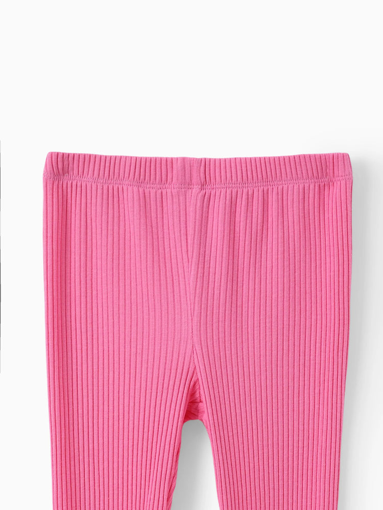 Conjunto de 2 piezas de top y leggings de malla con estampado de unicornio para niña pequeña, color rosa