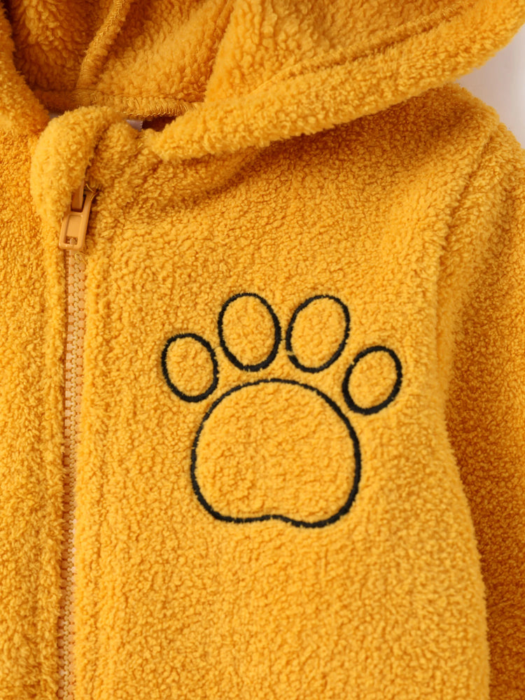 Combinaison polaire à capuche et manches longues pour bébé fille/garçon Garfiel, orange