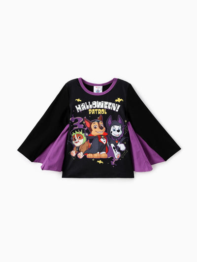 PAW Patrol Toddler Boy 1pc Halloween Chase/Marshall/Rubble Batwing Glow-in-the Dark Long-sleeve T-shirt Black