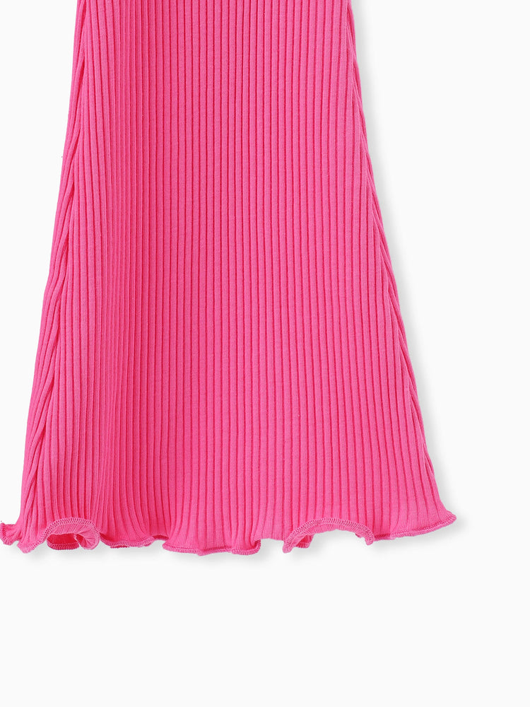 Kid Girl 2pcs Heart Print Sweatshirt and Flared Leggings Set Rose pink