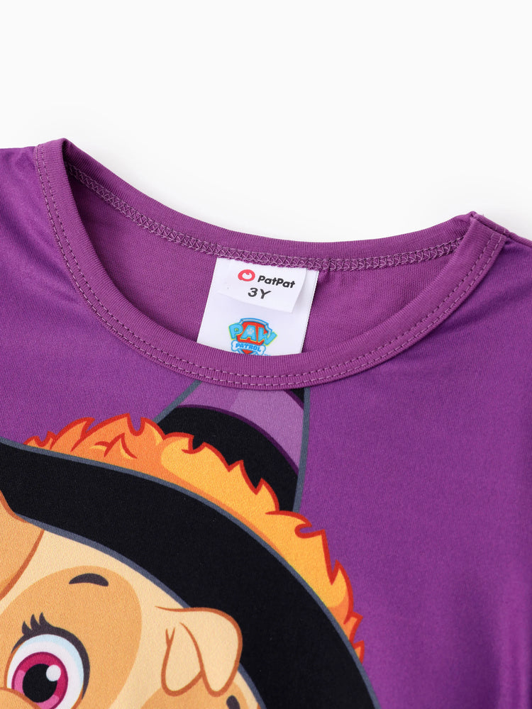 PAW Patrol Toddler Girl 1pc Halloween Skye Batwing Glow-in-the Dark T-shirt Purple
