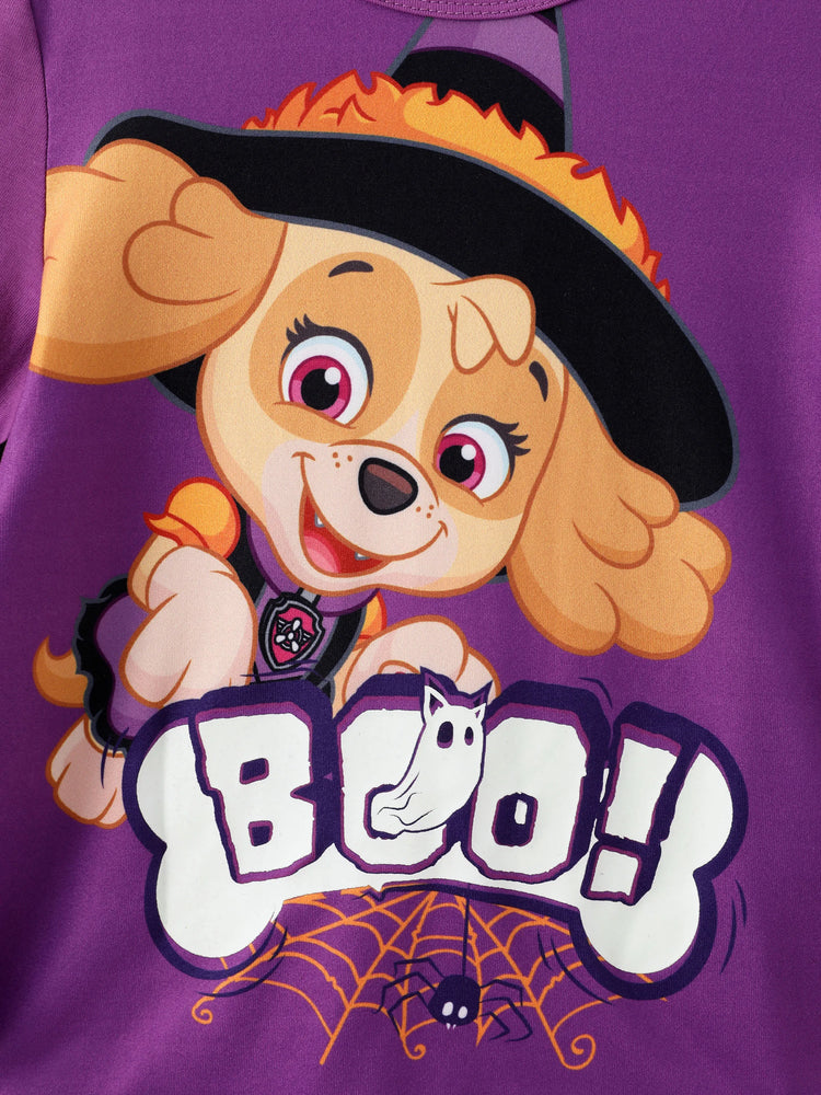 PAW Patrol Toddler Girl 1pc Halloween Skye Batwing Glow-in-the Dark T-shirt Purple