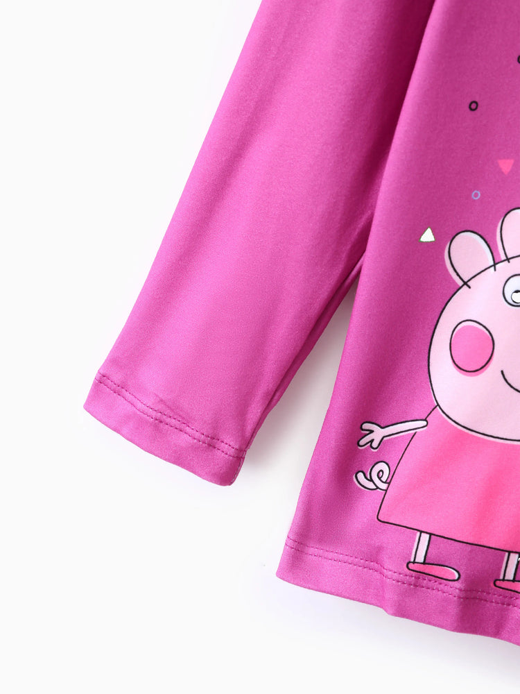 Ensemble 2 pièces t-shirt à manches longues et leggings à imprimé floral et pois pour petite fille Peppa Pig Roseo
