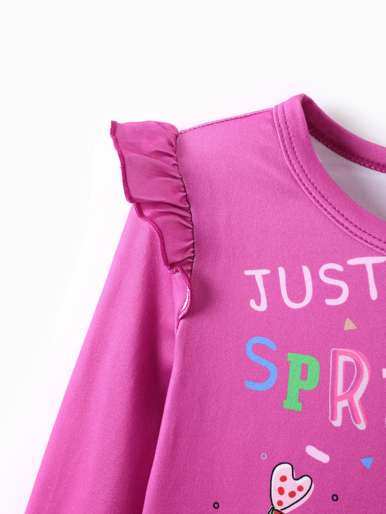 Ensemble 2 pièces t-shirt à manches longues et leggings à imprimé floral et pois pour petite fille Peppa Pig Roseo