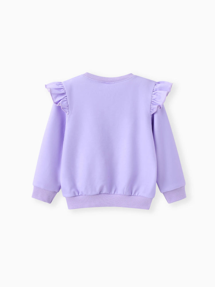 Sudadera con estampado de unicornio infantil para niña pequeña, color morado
