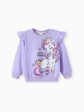 Sudadera con estampado de unicornio infantil para niña pequeña, color morado