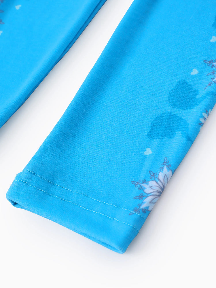 Ensemble 2 pièces sweat-shirt à manches flottantes et leggings à imprimé floral Elsa pour petite fille Disney La Reine des Neiges, abricot