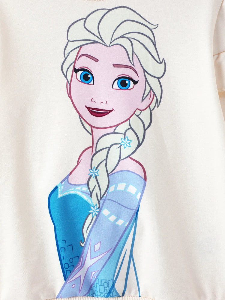Ensemble 2 pièces sweat-shirt à manches flottantes et leggings à imprimé floral Elsa pour petite fille Disney La Reine des Neiges, abricot