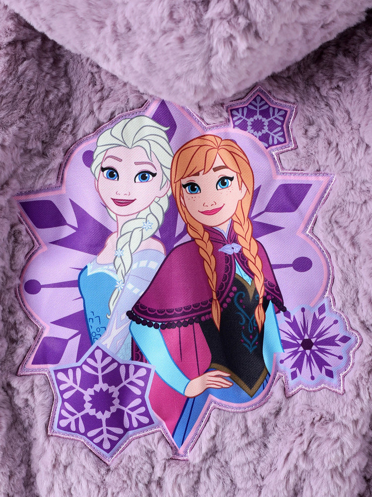 Disney Frozen Toddler Girl 1pc Elsa&Anna Teddy Fleece Hooded Jacket Purple