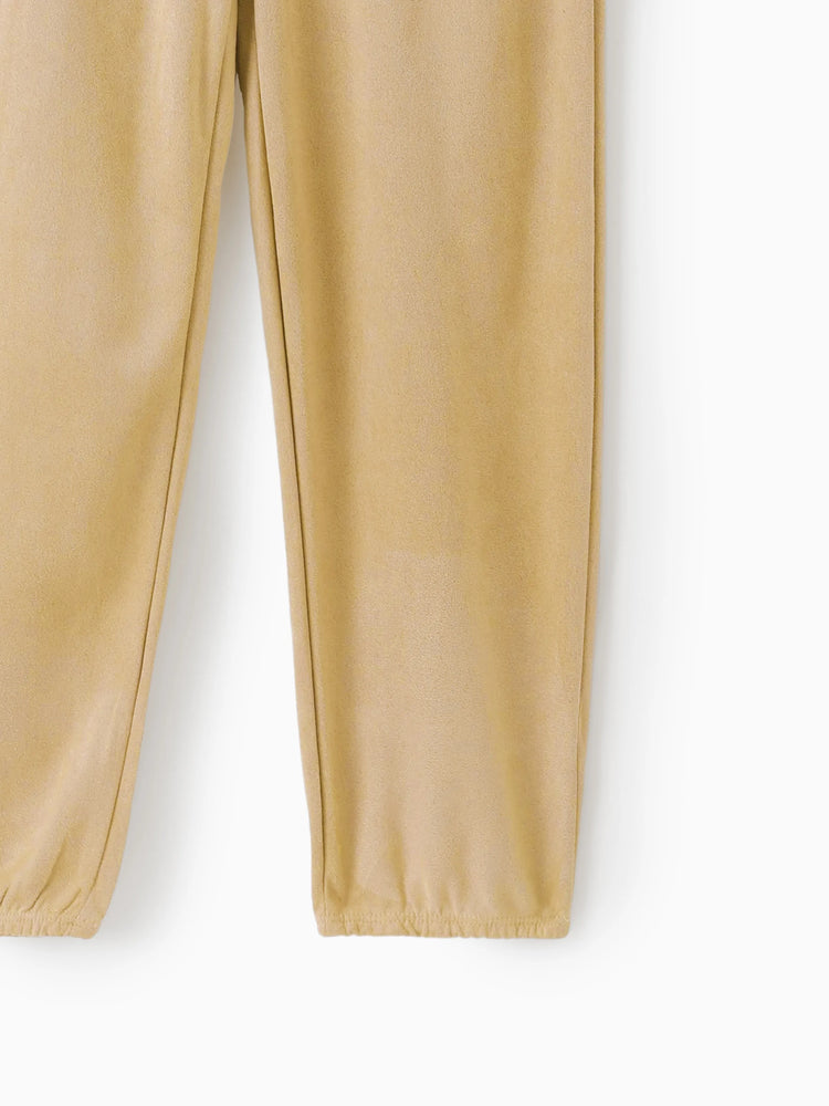 Ensemble 2 pièces sweat-shirt et pantalon à lettres pour enfant garçon/fille, kaki