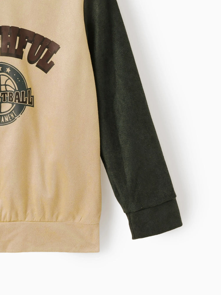 Ensemble 2 pièces sweat-shirt et pantalon à lettres pour enfant garçon/fille, kaki