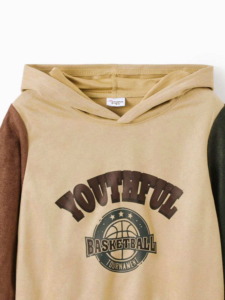 Ensemble 2 pièces sweat-shirt et pantalon à lettres pour enfant garçon/fille, kaki