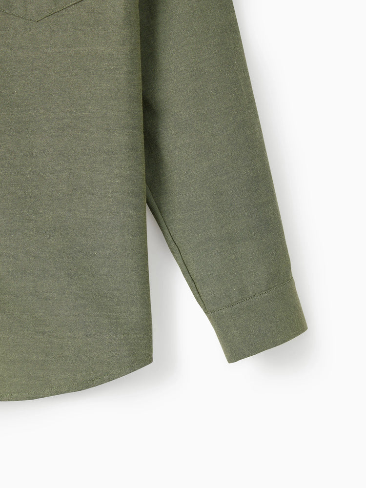 Family Matching Sets Green Long Sleeves Shirt or Ribbed Off-Shoulder Embroidered Tulle Dress Green