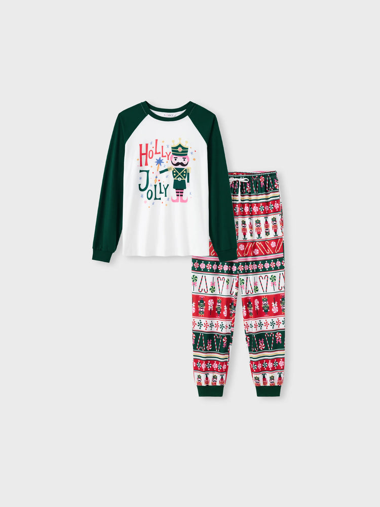 Matching Family Christmas Long Raglan Sleeves Nutcracker Pajamas Sets MultiColour
