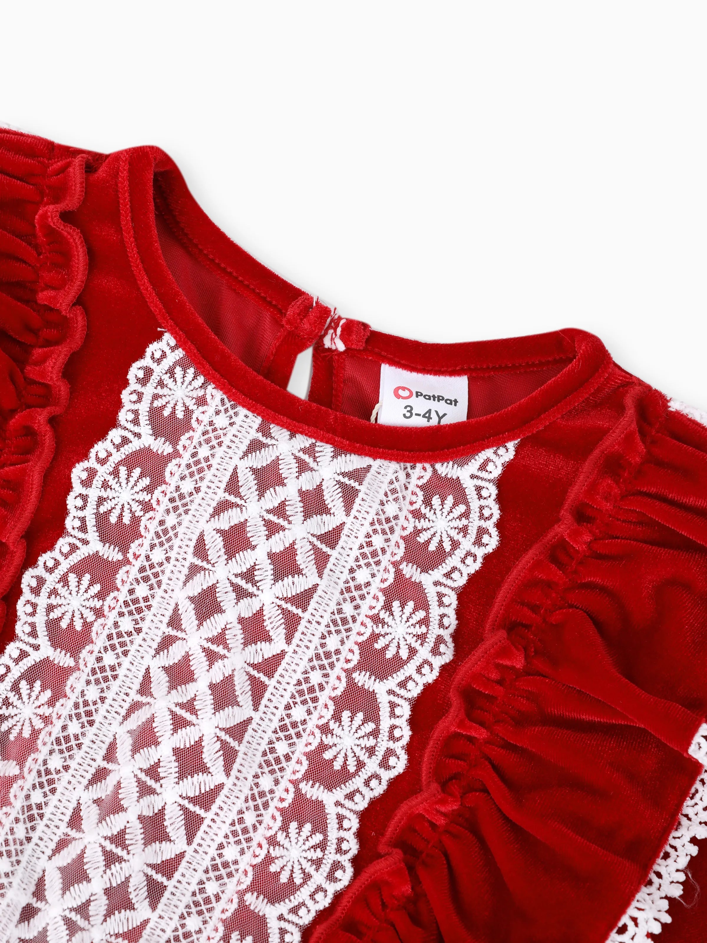 Toddler Girl Solid Color Christmas Sweet Ruffle Dress Red, Red / 4-5 Years Toddler Girl Solid Color Christmas Sweet Ruffle Dress Red, Red / 4-5 Years