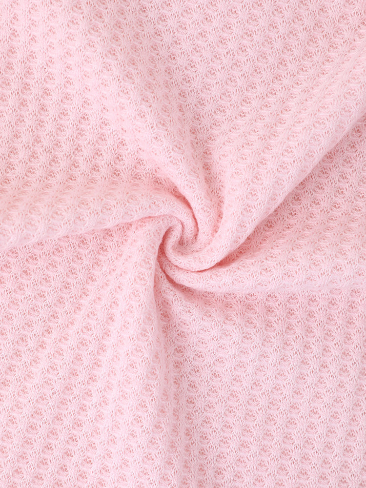 2-teiliges Set aus gerafftem, strukturiertem Langarm-Oberteil für Kleinkinder und einfarbiger Hose rosa