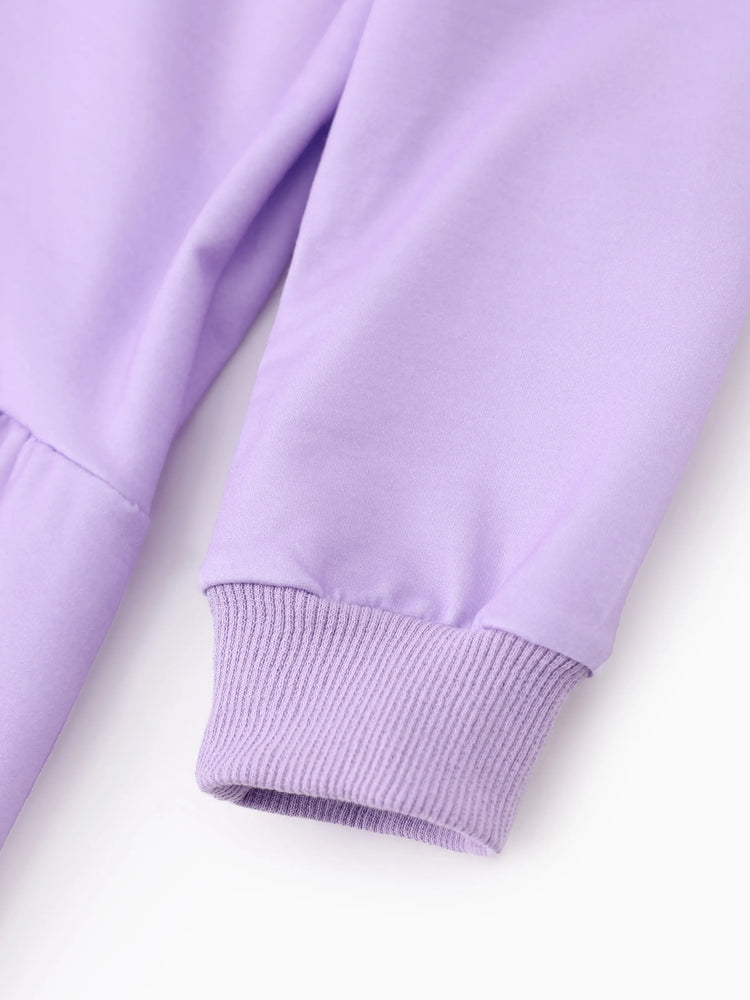 Ensemble 2 pièces princesse Disney pour petite fille Ariel/Jasmine/Raiponce, haut à manches longues et ourlet à volants avec leggings en coton, violet