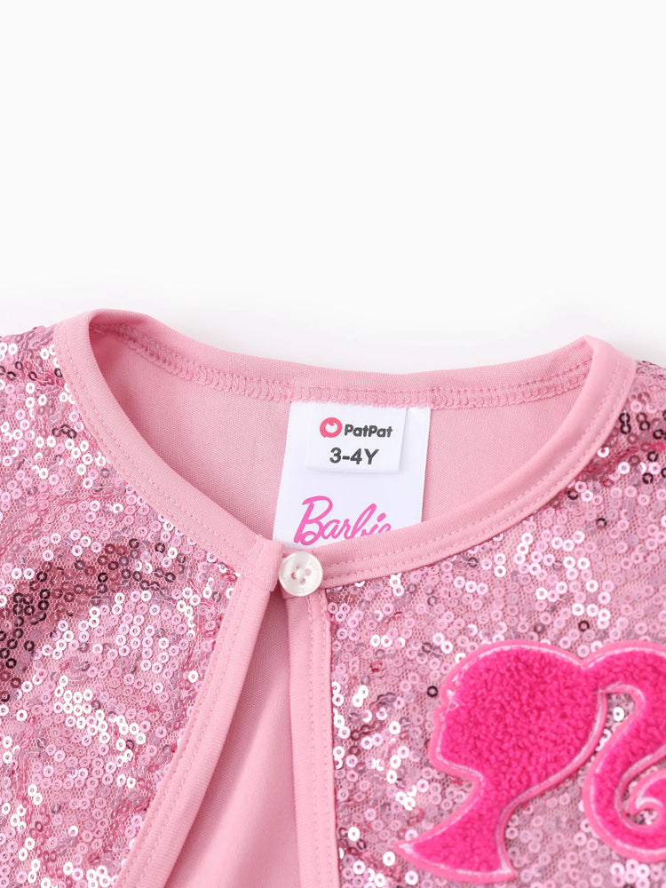 Tenue Barbie Maman et Moi Sweat-shirt devant incliné/Jupe longue à paillettes/Veste/Robe Roseo