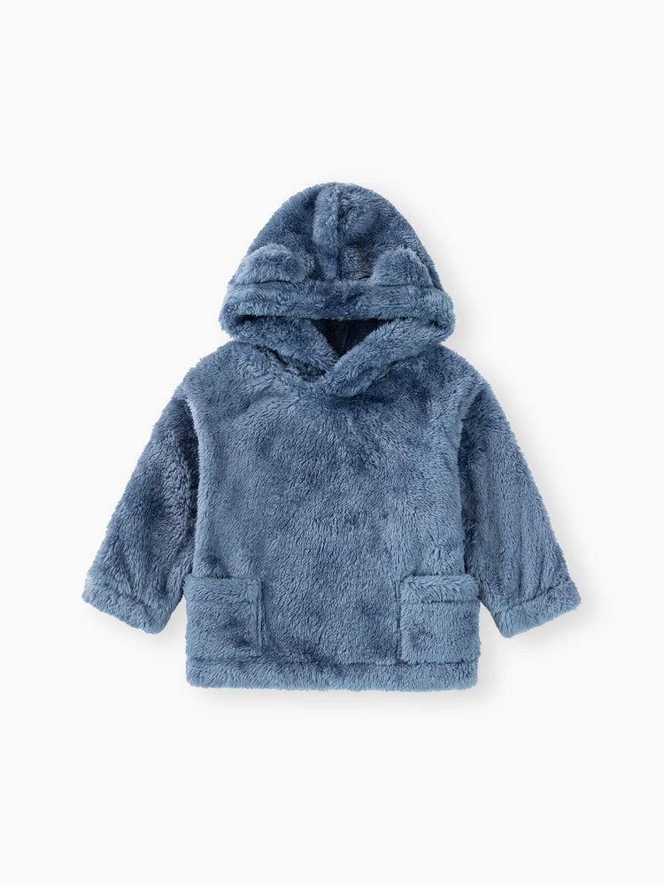 Toddler Girl/Boy 2pcs Bear Style Ear Design Fleece Hoodie Sweatshirt and Pants Set Blue