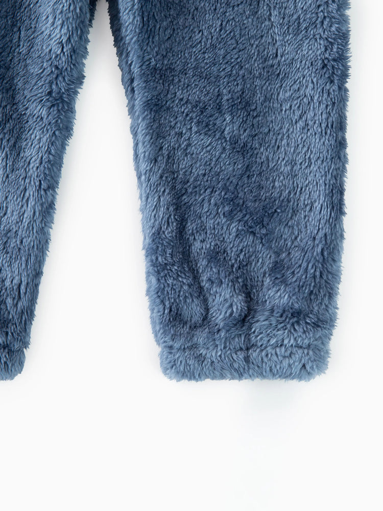 Toddler Girl/Boy 2pcs Bear Style Ear Design Fleece Hoodie Sweatshirt and Pants Set Blue