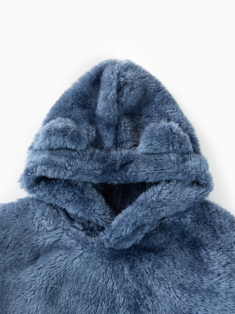 Toddler Girl/Boy 2pcs Bear Style Ear Design Fleece Hoodie Sweatshirt and Pants Set Blue