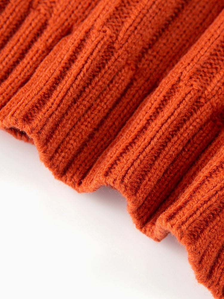 Toddler Girl/Boy Turtleneck Ribbed Knit Sweater Brown