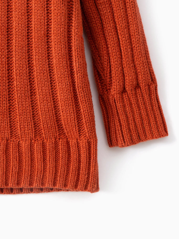 Toddler Girl/Boy Turtleneck Ribbed Knit Sweater Brown