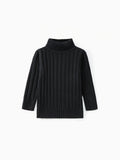 Toddler Girl/Boy Turtleneck Ribbed Knit Sweater Black