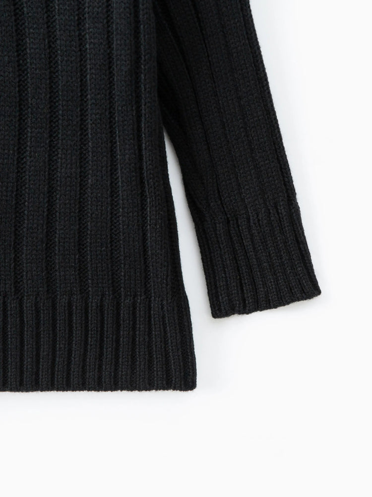 Toddler Girl/Boy Turtleneck Ribbed Knit Sweater Black