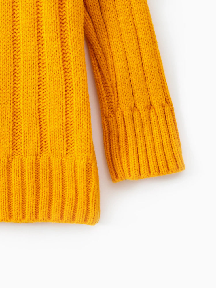 Toddler Girl/Boy Turtleneck Ribbed Knit Sweater Yellow