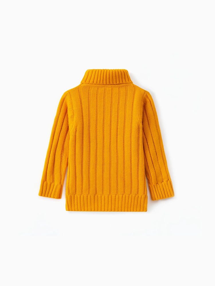 Toddler Girl/Boy Turtleneck Ribbed Knit Sweater Yellow