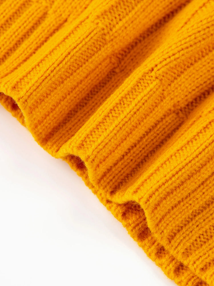 Toddler Girl/Boy Turtleneck Ribbed Knit Sweater Yellow