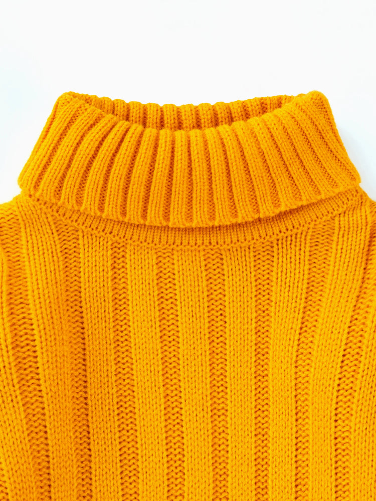 Toddler Girl/Boy Turtleneck Ribbed Knit Sweater Yellow