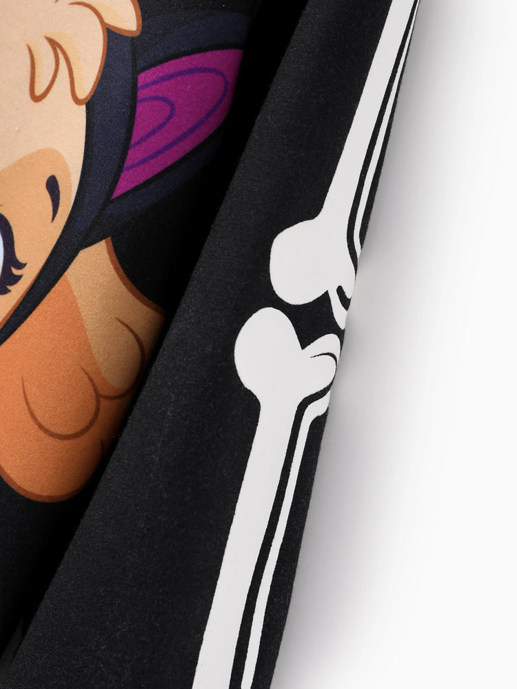 Sweat à capuche phosphorescent pour petite fille de la Pat' Patrouille, motif Skye, Halloween, noir et blanc