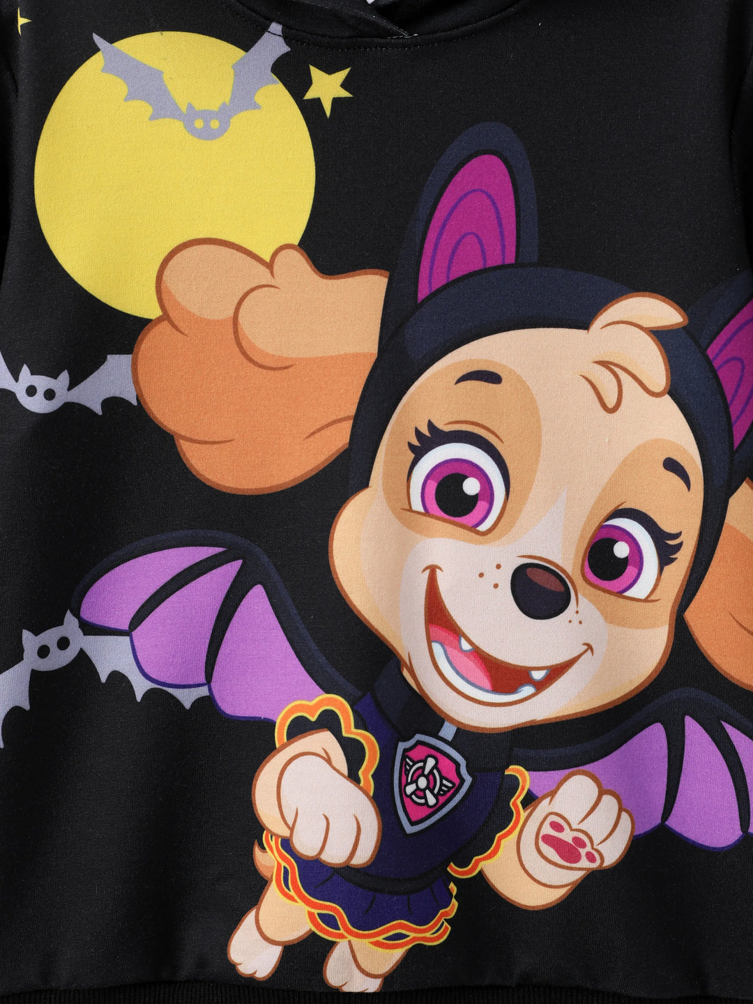 PAW Patrol Toddler Girl 1pc Skye Halloween Glow in the Dark Hoodie BlackandWhite