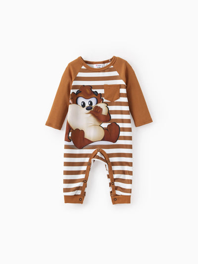 Looney Tunes Baby Boy 1pc Long-sleeve Striped Jumpsuit Brown