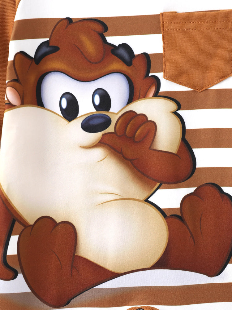 Combinaison rayée à manches longues Looney Tunes pour bébé garçon, 1 pièce, marron