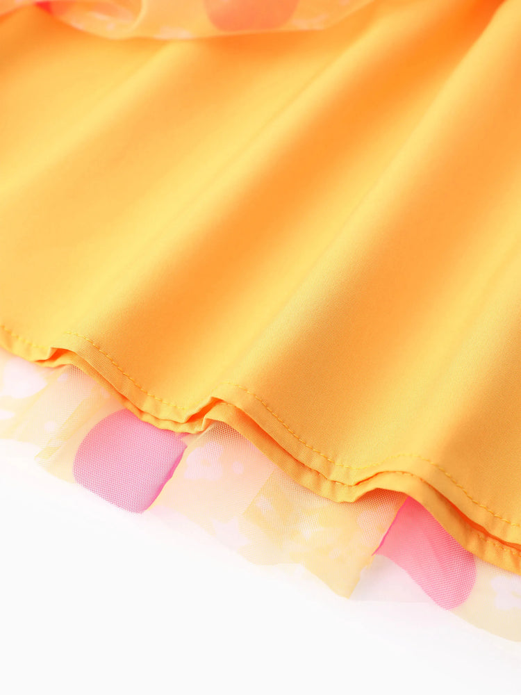 Robe à manches bouffantes à imprimé floral et pomme Blanche-Neige pour petite fille, Disney Princess, 1 pièce, bleu