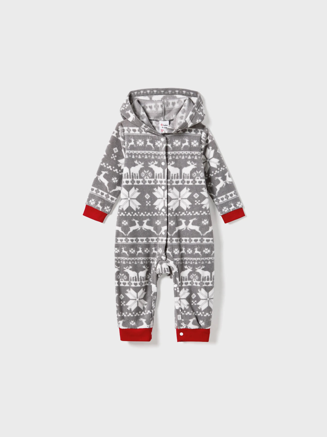 Weihnachtliche Familienpartner-Lettering Bestickte Langarm-Kapuzen-Fleece-Pyjama-Sets mit Weihnachtssocken Weiß